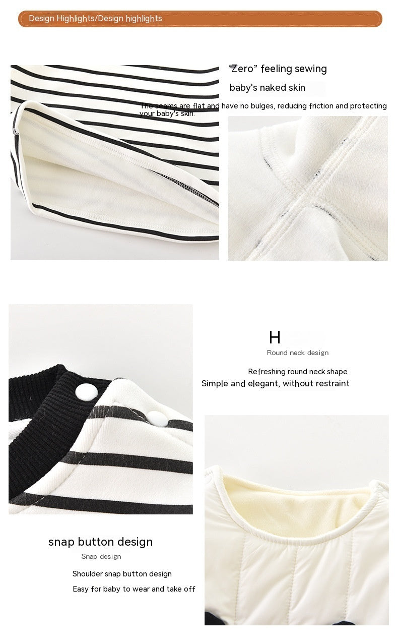 Baby Suit Thickened Thick Warm Clothes Autumn And Winter Baby Overalls Fleece-lined Newborn Winter Clothes