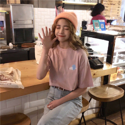 Weather fashion embroidery short sleeve