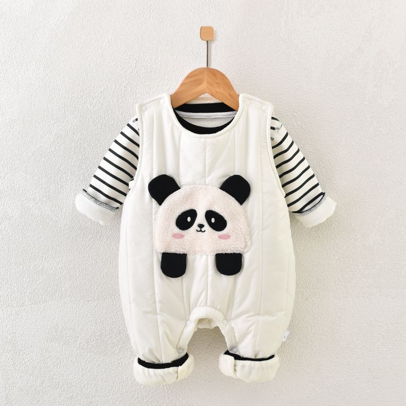 Baby Suit Thickened Thick Warm Clothes Autumn And Winter Baby Overalls Fleece-lined Newborn Winter Clothes