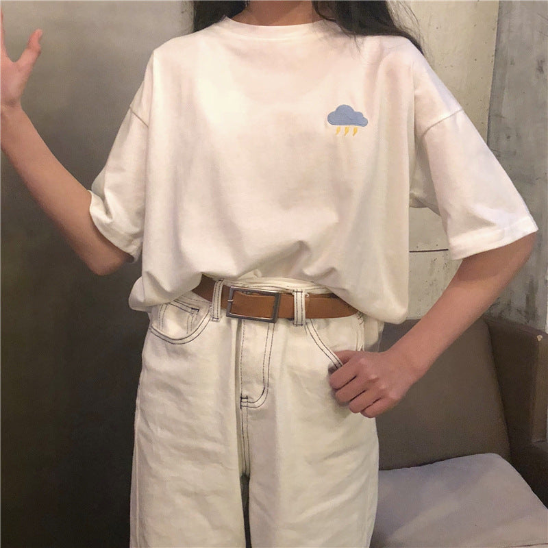 Weather fashion embroidery short sleeve