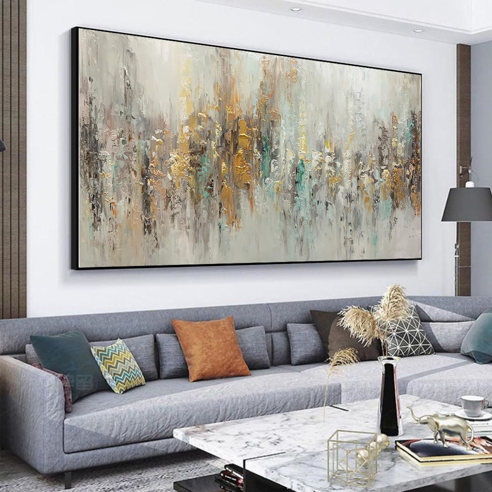 Handmade Abstract Oil Painting On Canvas Light Luxury Horizontal Wall Art For Living Room Bedroom Decor