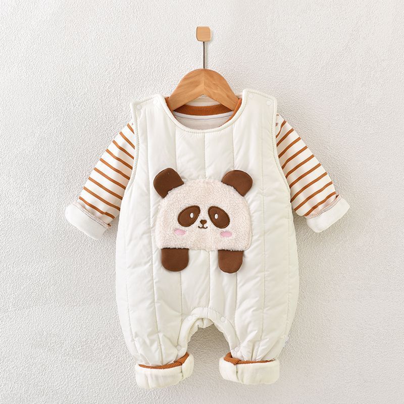 Baby Suit Thickened Thick Warm Clothes Autumn And Winter Baby Overalls Fleece-lined Newborn Winter Clothes