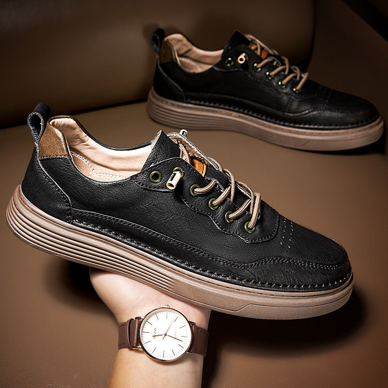 Versatile Sports Casual Low-top Cowhide Flat Shoes