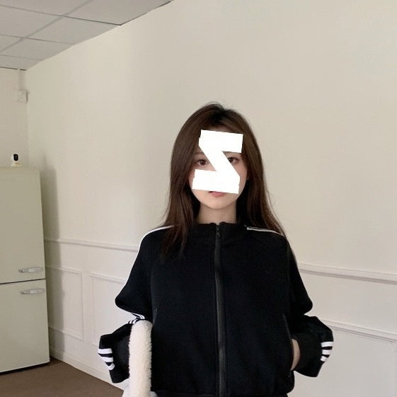 Casual All-match Suit Women's Pink Sweatshirt Coat Skirt